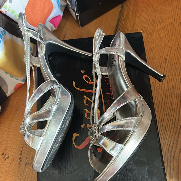 Silver Strappy Women's Heels - Picture 3 of 3